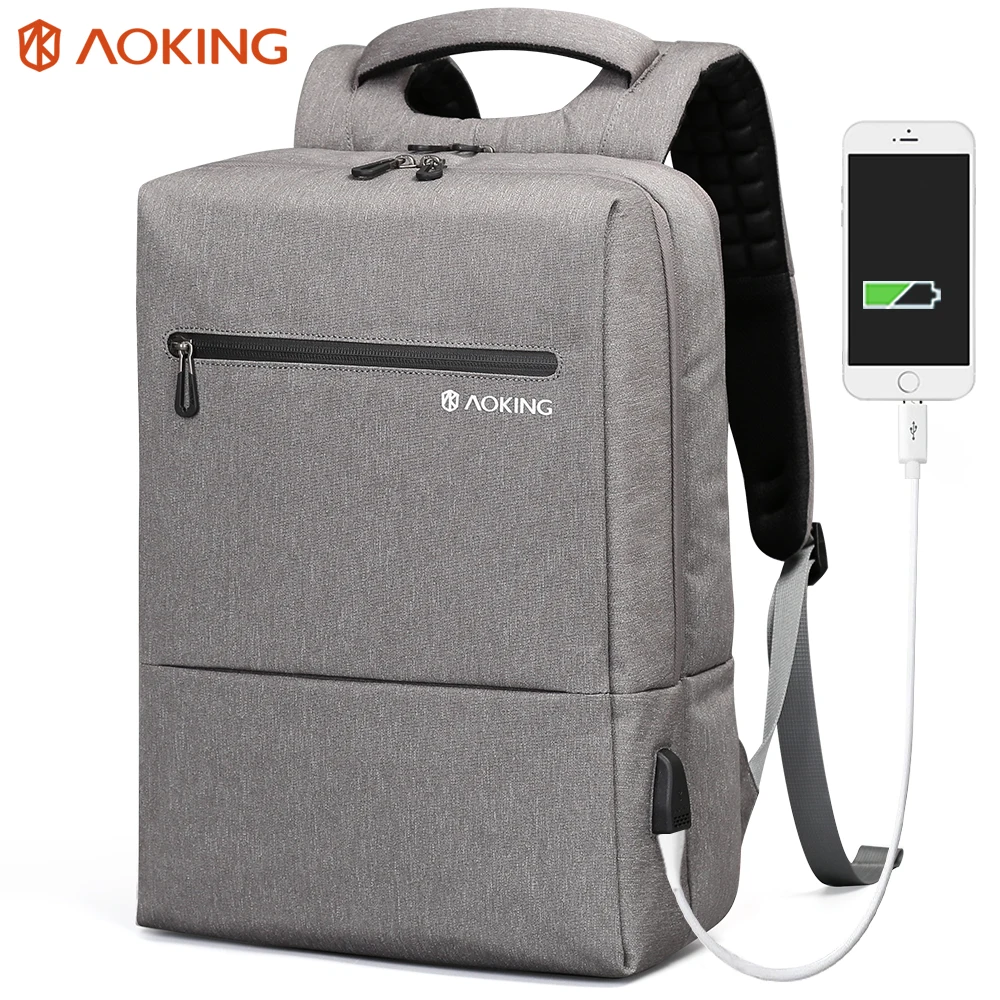 Aoking Fashion USB Charging backpack with laptop sleeve Men Korean