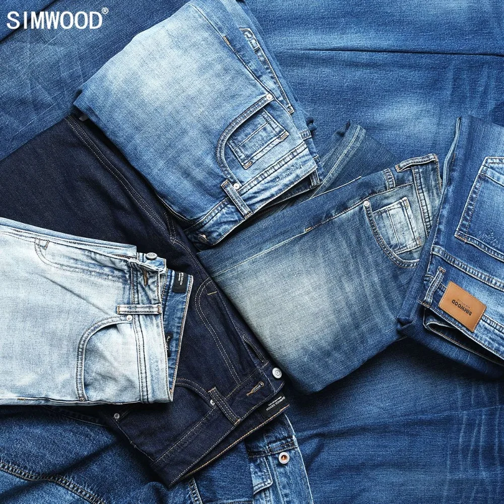 Goedkoop SIMWOOD Gewassen Slim Fit Jeans Mannen Klassieke Vintage Hoge Kwaliteit 2019 herfst herfst Nieuwe Casual Streetwear Denim Broek 190026