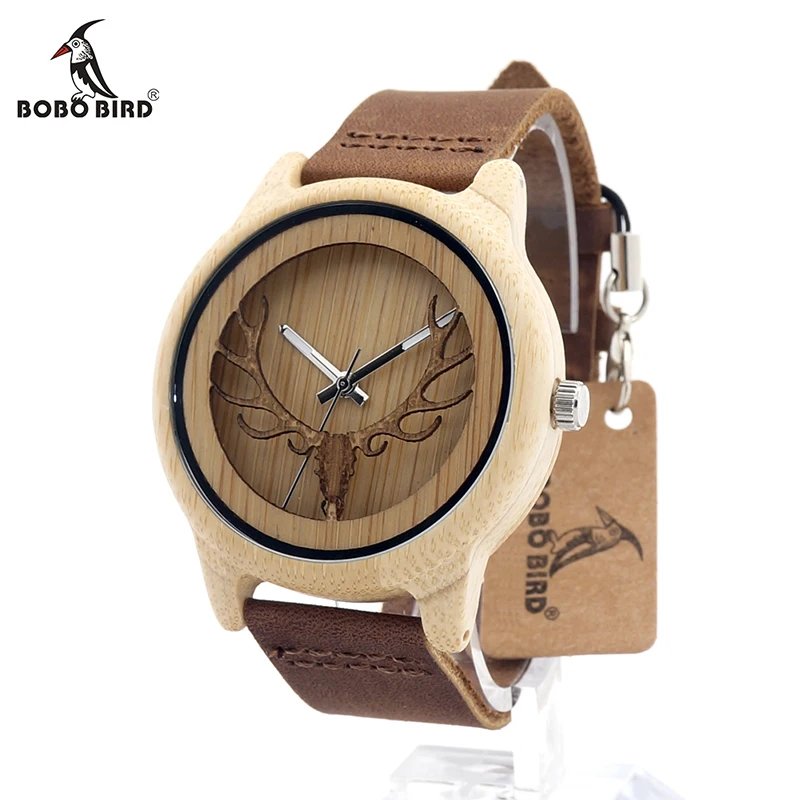 Prix pour Bobo bird a27 squelette montre avec des cerfs buck chef conception bambou bois Quartz Montres Avec Blanc En Cuir Véritable Bande dans la Boîte Relogio Prix pour Bobo bird a27 squelette montre avec des cerfs buck chef conception bambou bois Quartz Montres Avec Blanc En Cuir Véritable Bande dans la Boîte Relogio