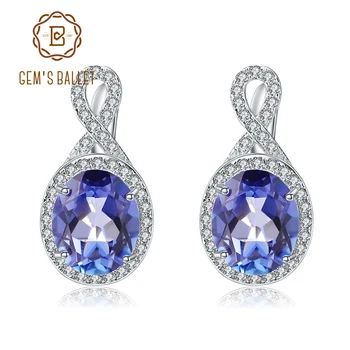 

GEM'S BALLET 6.63Ct Natural Iolite Blue Mystic Quartz Fine Jewelry 925 Sterling Silver Vintage Stud Earrings For Women Wedding