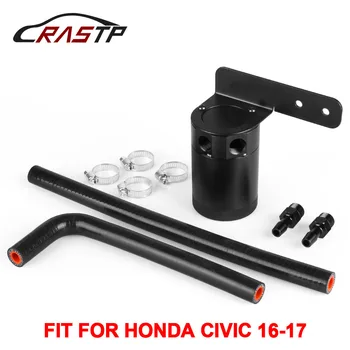 

RASTP - 1 set 2-Port Black Oil Catch Can Tank With Radiator Silicone Hose for HONDA CIVIC 16-17 Car Accessories RS-OCC015