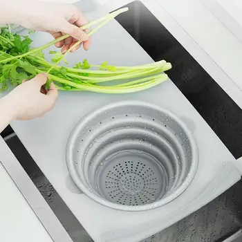 

3 IN 1 Chopping Board Multi-function Sink Drain Basket Cutting Blocks Meat Vegetable Fruit Basket Storage Chopping Boards