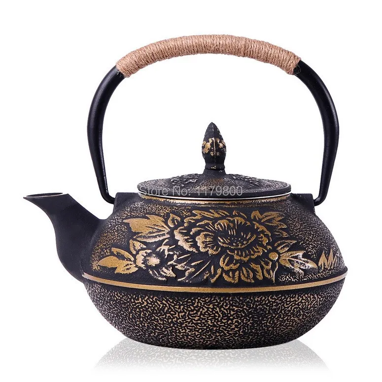 

Japanese Style Cast Iron Kettle Tetsubin Teapot With Strainer 900ml Capacity Flower