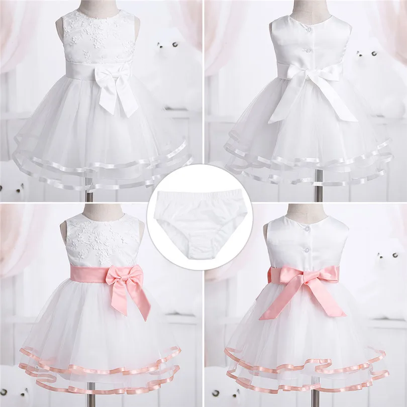 IEFiEL/Белое платье для маленьких девочек вечерние платья с большим бантом для маленьких девочек; одежда для крещения на первый день рождения торжественное платье-пачка