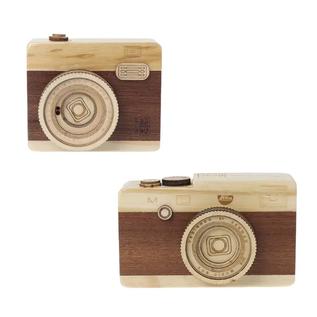 Wooden Music Camera Retro Design Classical Birthday Home Decoration Melody Camera Toy 6