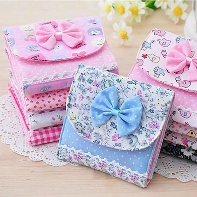 Sanitary napkin bag bowknot sanitary towel napkin pad purse holder case