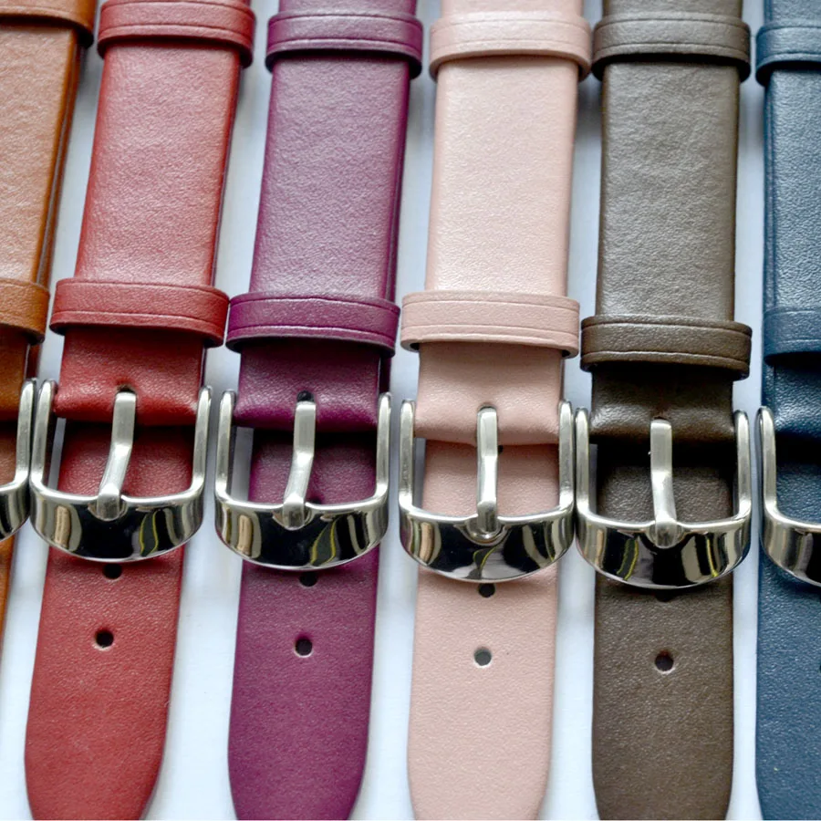 1PCS 12MM 14MM 16MM 18MM 20MM 22MM smooth grain genuine leather (cow split) watch band watch strap men and women straps WS0119
