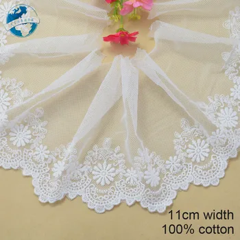 

11cm width cotton Embroidery sewing ribbon guipure lace fabric trim warp knitting DIY Garment Accessories african lace#2940