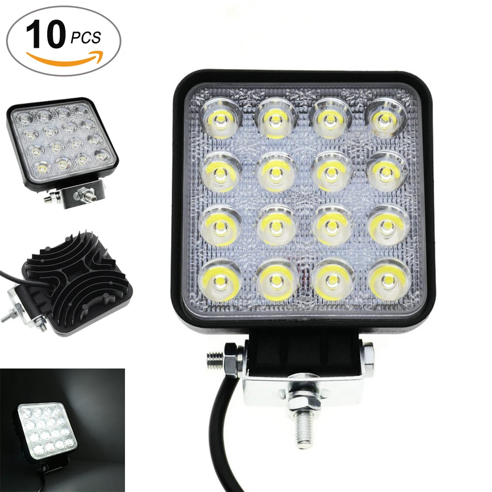 

10Pcs 4.2 Inch 48W 12V-24V LED Work Light Spot/Flood 4x4 LED Offroad Light Lamp Worklight for Off road ATV Motorcycle Car Truck