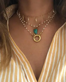 

2019 summer new arrived Gold silver color choker lightning charm choker necklace