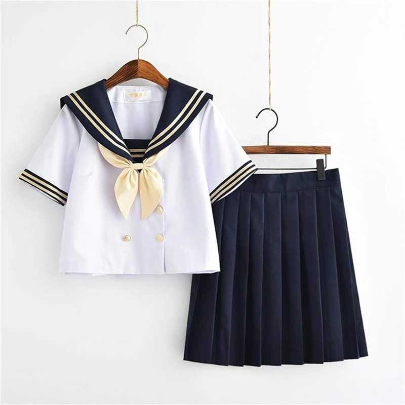 

New Arrival White Japan School Uniform Short/Long Cute High School Uniforms Women Novelty Girls Sailor Suits Uniforms XXL