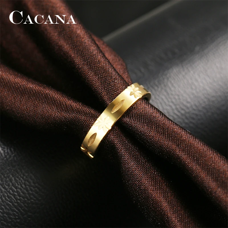 CACANA Stainless Steel Rings For Women Wedding Rings Perfect Cutting Personalized Custom Fashion Jewelry Wholesale NO.R198