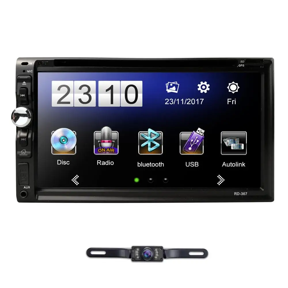 Top 7 Inch 2 Din Car DVD player Universal Radio Support Bluetooth Steering wheel control RDS OBD2 DAB+ Free rear camera 8G Map card 3