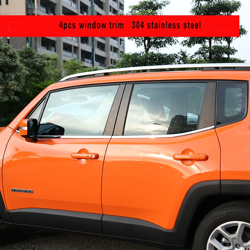

Accessories Fit For Jeep renegade 2015 2016 Body Window Door Trim pillar cover Exterior Chromium Styling Stainless Steel 304