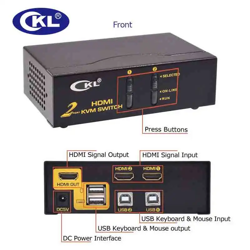 USB HDMI KVM переключатель 2 порта с кабелями ПК МОНИТОР клавиатура мышь поддерживает