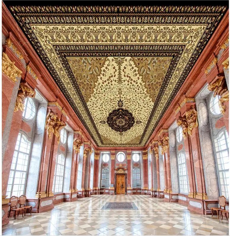 

3d ceiling murals wallpaper European style marble ceiling carpet pattern wallpaper 3d ceiling 3d customized wallpaper