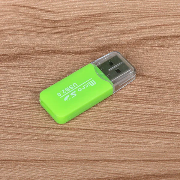 FFFAS высокое качество мини USB 2,0 кард-ридер для Micro SD карты TF карты адаптер Plug and Play красочный выбор для ПК MP3 MP4 - Цвет: Зеленый