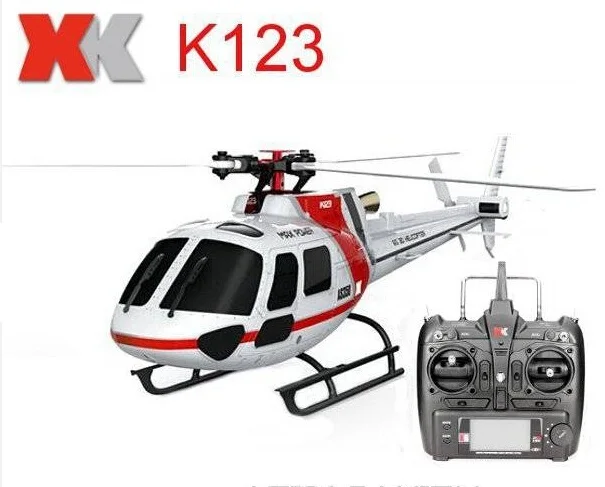 (With 2 Batteries) Original XK K123 6CH Brushless AS350 Scale 3D6G System RC Helicopter RTF Upgrade WLtoys V931