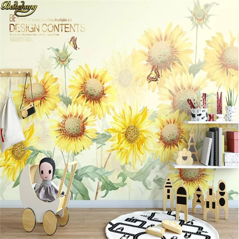 

beibehang Custom 3D Photo Wallpaper for Living Room Suspended Ceiling Sunflower Wall Mural Wallpaper 3D home improvement murals