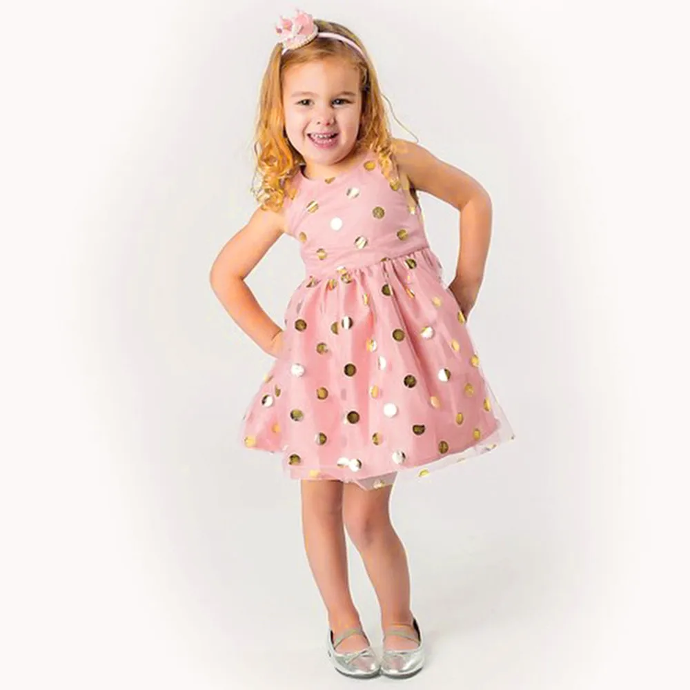 

2018 hot sale Baby Girls Infant Toddle Dot Tutu Zip Sleeveless Clothes Princess Dress