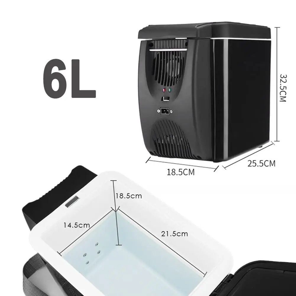 12V холодильник с морозильной камерой нагреватель 6L автомобильный мини-морозильник кулер теплее, электрический холодильник Портативный Путешествия Холодильник - Название цвета: Black