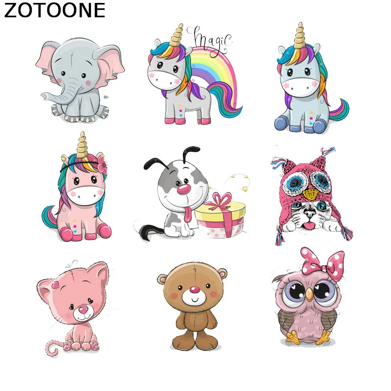 

ZOTOONE Cartoon Unicorn Patches Iron on Patches for Children's T-shirt Dresses A-level Washable Stickers Heat Press Appliqued E
