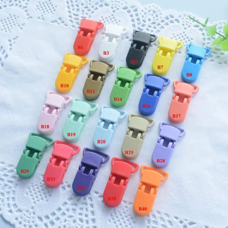 

Multi Colors 80pcs 20MM KAM Brand Plastic Clips Transparent Pacifier Clips Soother Holder For Baby Pacifier