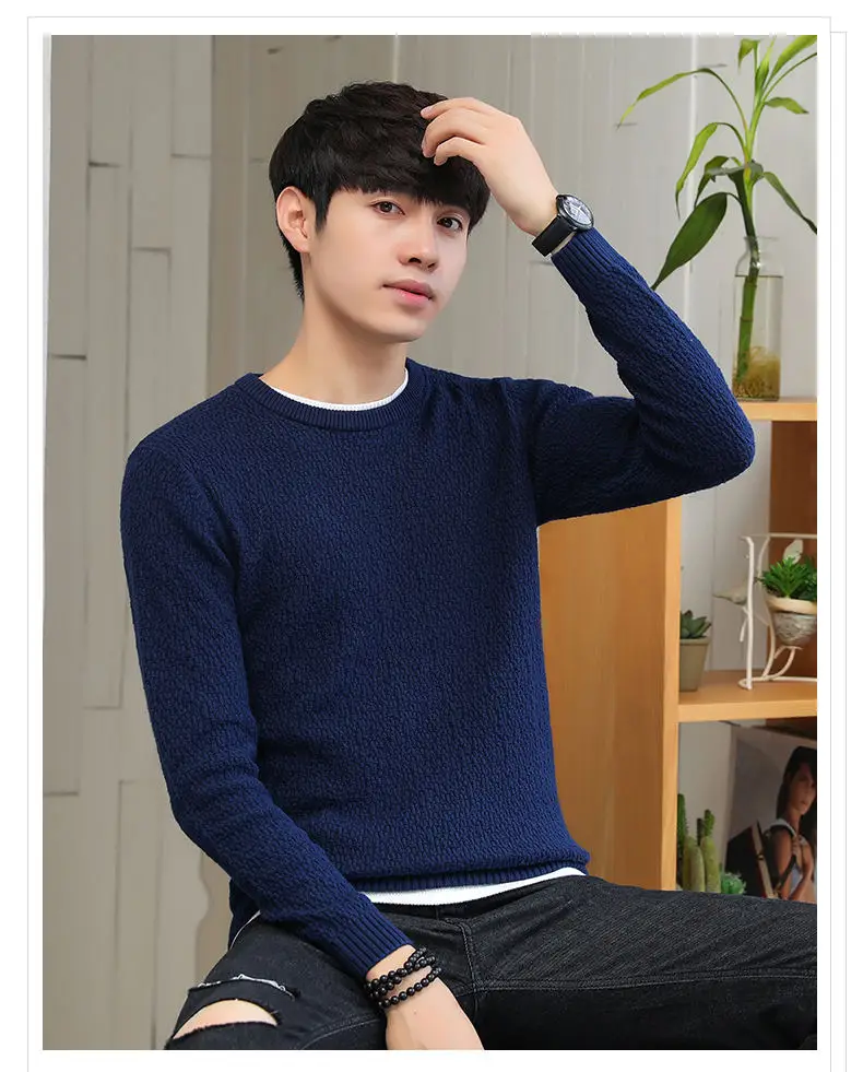 2019 Autumn False Two-piece Pullover Men Cotton Thicken Knitted Sweater Men Winter Simulation 2 Mens Sweaters Male Drop-shipping 10