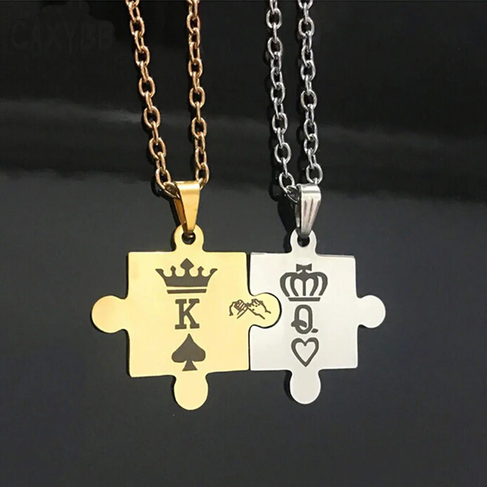 K Q Crown Pendant Necklace Accessories Stainless Steel Clavicular Chain
