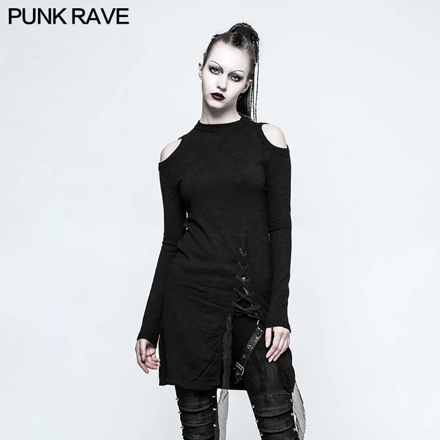 2017 new design punk rave gothic style sweater dress women