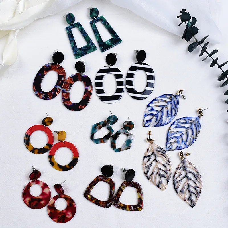 

IGU 2019 Autumn Winter Acrylic Acetate Earrings Women Multicolored Resin Acetic Acid Earrings Australia Statement Drop Earrings