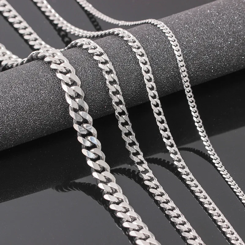 

Hot 3-6 MM 18-26 Inch Silver Link Chains Stainless Steel Cuban Chain Necklace For Men Never Fade Necklace Jewelry Drop Shipping