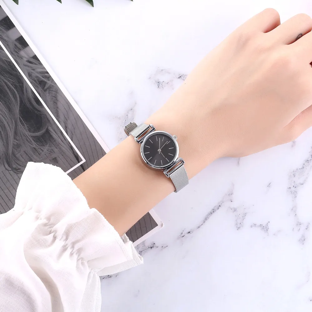 Модные роскошные женские маленькие часы с браслетом повседневные кварцевые сетчатые часы из нержавеющей стали аналоговые наручные часы