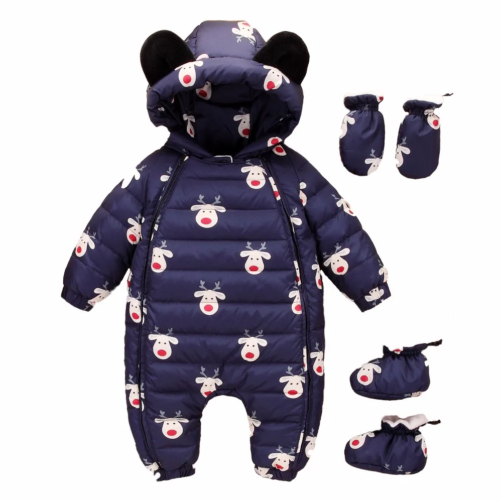 

Winter Newborn Baby Down Bodysuit Girl's Down Jackets Baby Snowwear Children Down Bodysuits Kids Outwear with Gloves & Footwear
