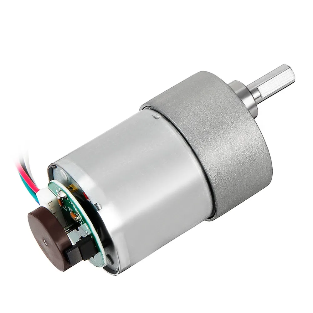 

Gear Motor with Encoder DC 24V 530RPM Gear Ratio 18.8:1 D Shaft Metal Encoder Gear Motor Silver 37Dx52L mm for Robot RC Model