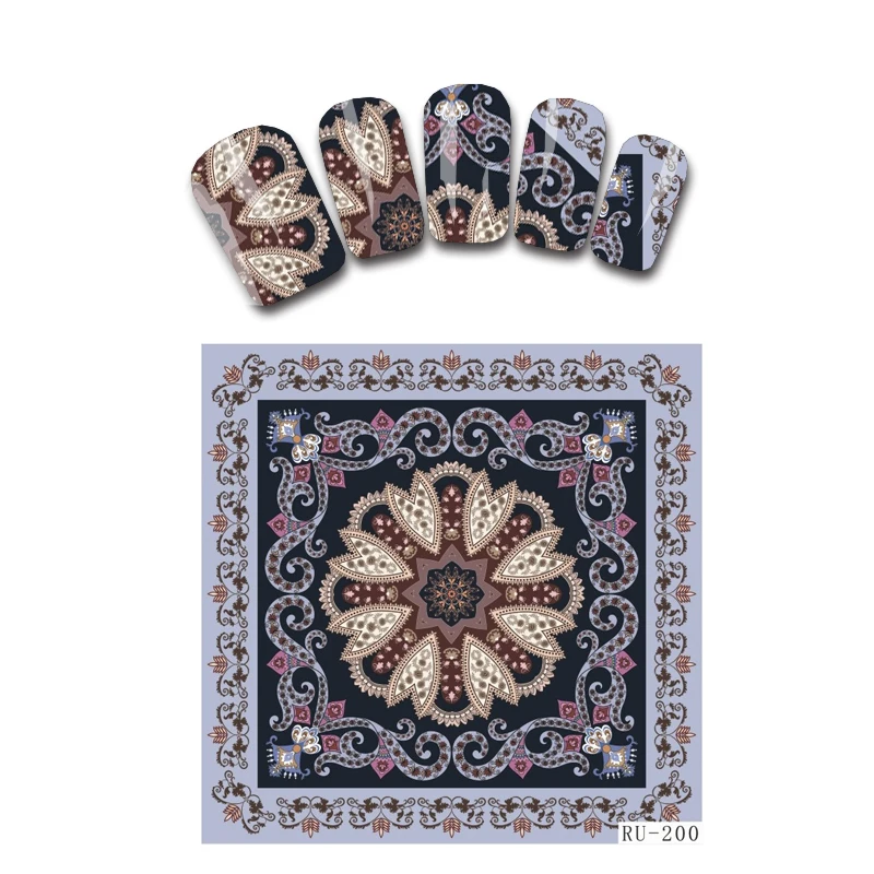 

Nail Sticker WATER DECAL FLOWER ARABIC EXOTIC ORNAMENTATION PAISLEY PATTERN VINTAGE RUSSIA ETHNIC STYLE RU200-205
