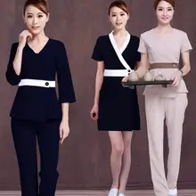 Летняя Красивая униформа для салона, отличное качество, костюм для сауны с коротким рукавом, одежда для здоровья