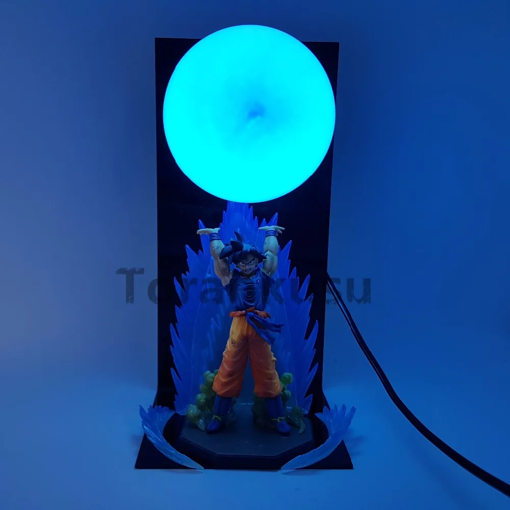 Dragon Ball Z Son Goku Super Saiyan Spirit Bomb фигурка аниме Dragon Ball Z модель игрушки DBZ светодиодный синяя лампочка фигурка