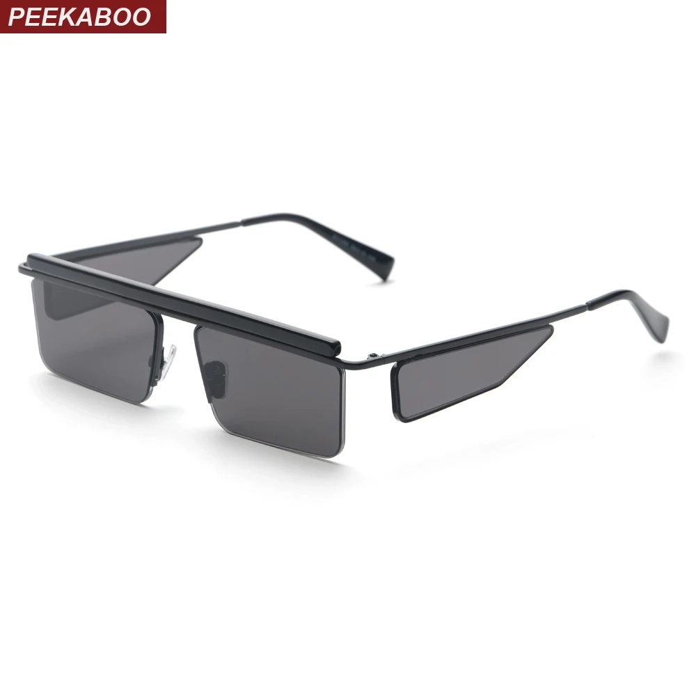

Peekaboo black rectangle sunglasses men square summer 2018 metal half frame brown red fashion sun glasses for women brands uv400