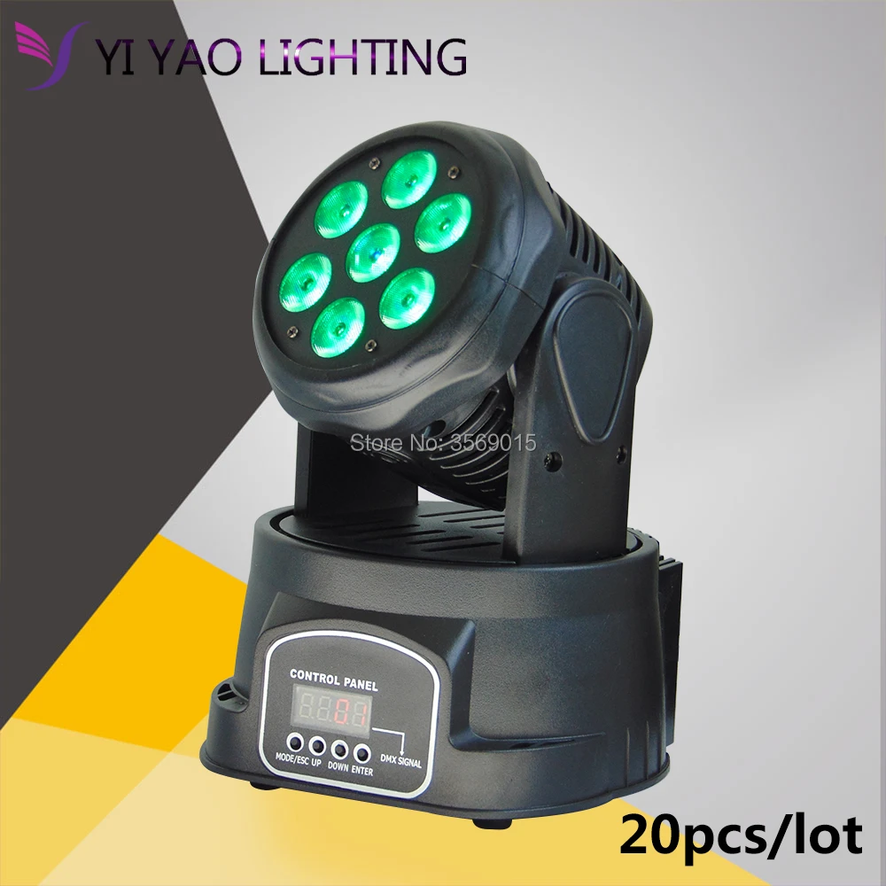 

20pcs/lot LED Moving Head Mini wash 7x12w RGBW Quad with advanced 14 channels LED effect stage light Factory Price