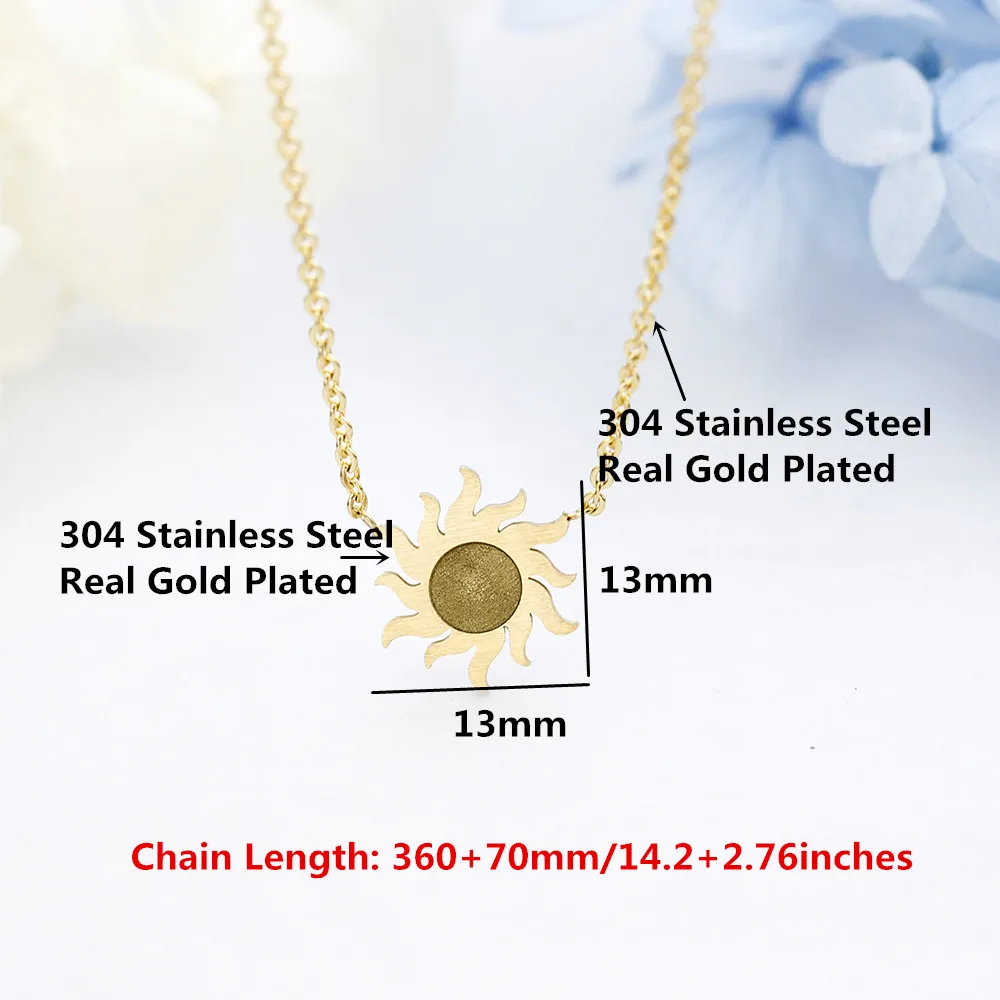 Minimalism Sun Necklaces For Women Rose Gold Jewelry Friendship Gift Stainless Steel Long Chain Sunburst Necklace Collier Femme