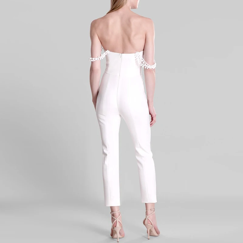 Max Spri 2019 New Sexy V Neckline Backless Off Shoulder Jumpsuit Summer Outfit Runway With Skinny Pants Max Spri 2019 New Sexy V Neckline Backless Off Shoulder Jumpsuit Summer Outfit Runway With Skinny Pants