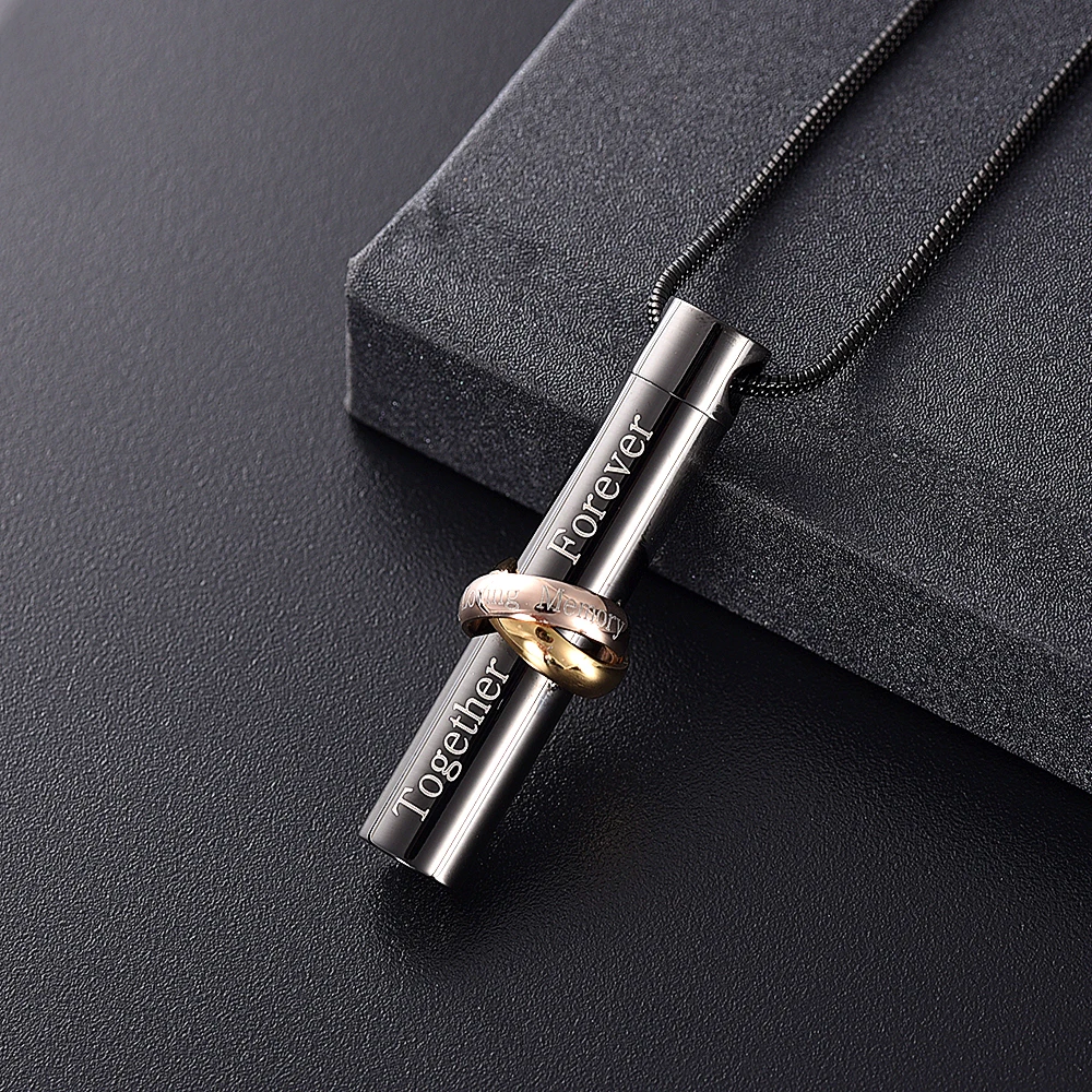 

IJD9944 Forever Together Silver Gold Rose Cylinder Urn Necklaces For Men and Women Dog Cat Funeral Day,Cremation Jewelry for Ash