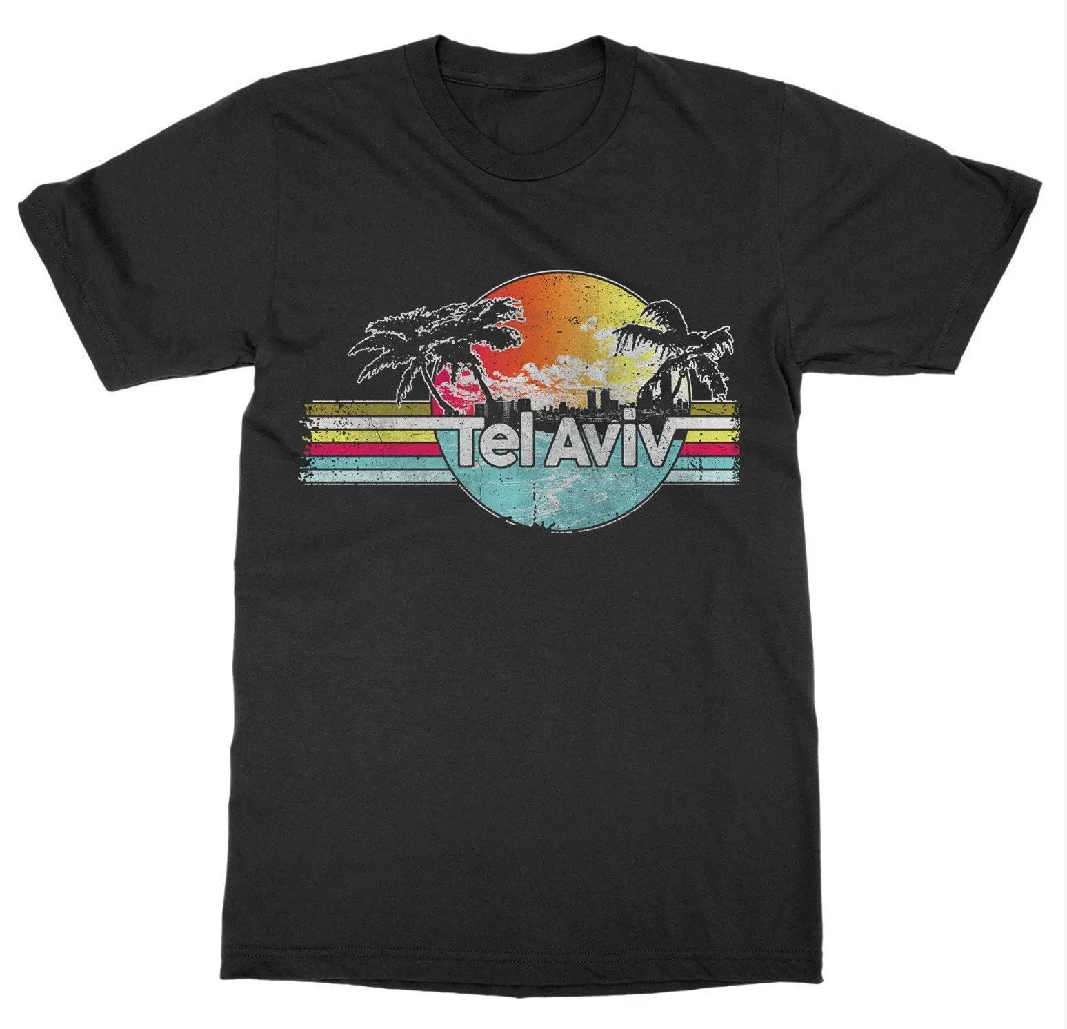 

2019 Fashion Summer Style Tel Aviv Israel Beach Please T-Shirt World City Travel Passport Plane Vacation Tee shirt
