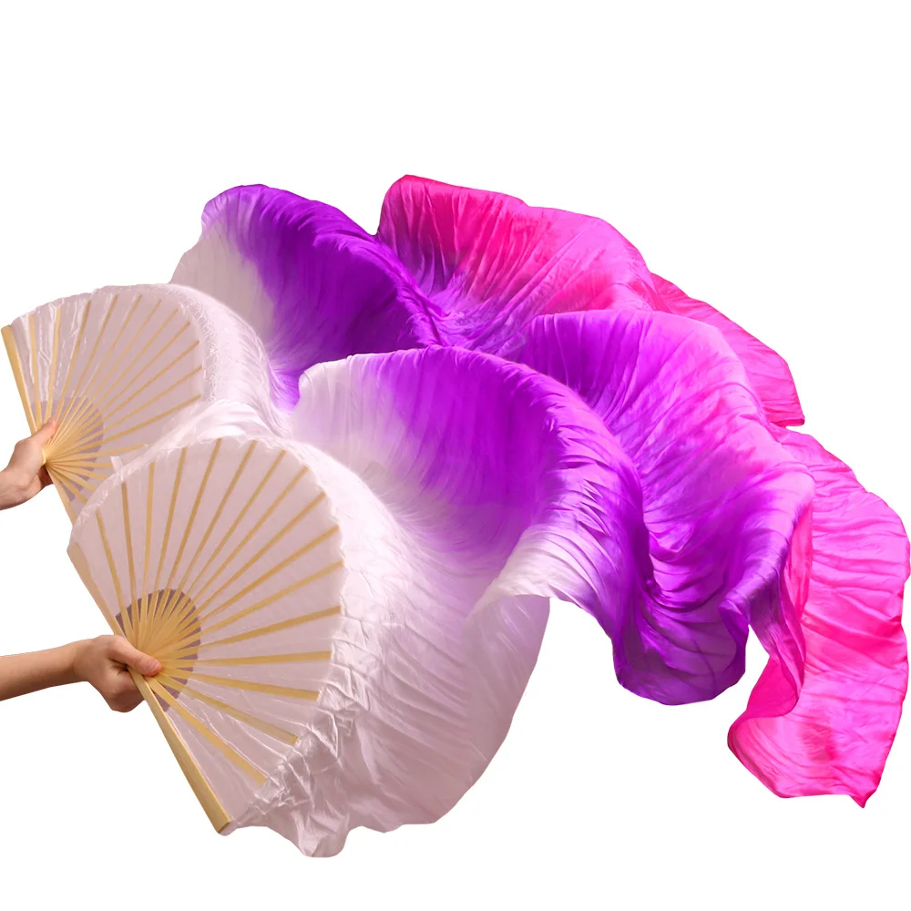 Female High Quality Handmade Chinese Silk Veils Dance Fans 1 Pair of