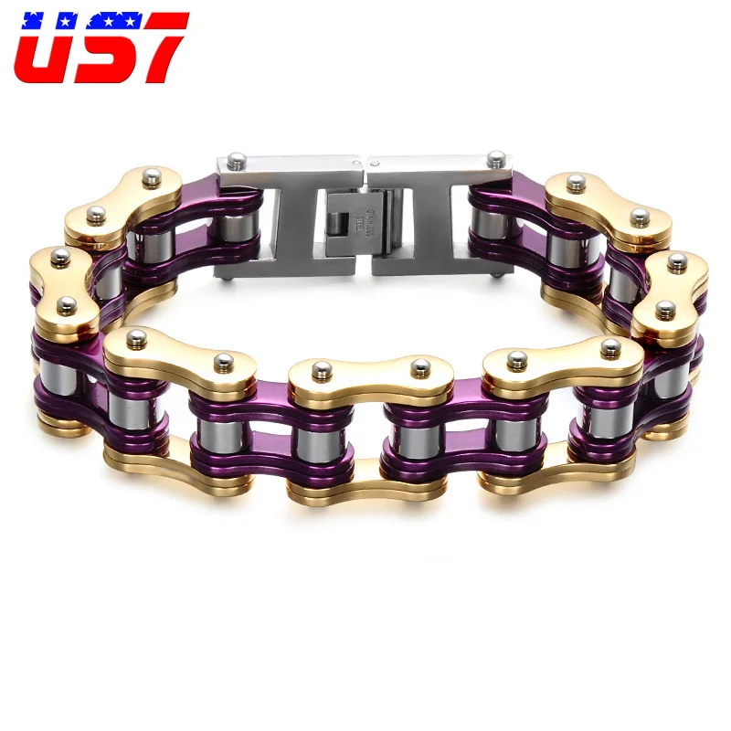 

US7 Double Layer Cool Bike Bicycle Chain Link Bracelets Pulseira Masculin For Sporty Men Jewelry