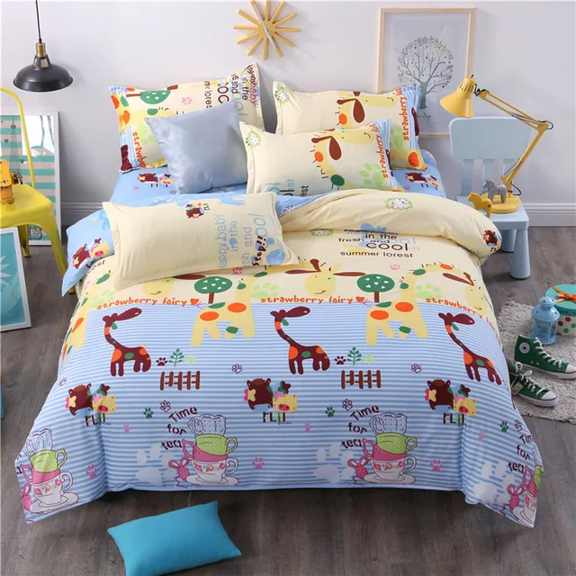 Cartoon Animals Bedding Sets Blue Yellow Children Duvet Cover Twin Cartoon Animals Bedding Sets Blue Yellow Children Duvet Cover Twin Full Queen King Single Double Bed
