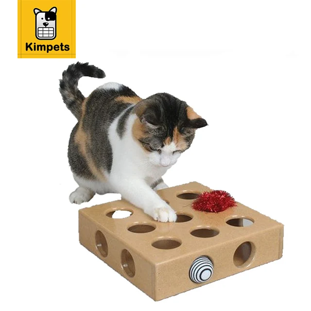 DOBOLA Cat Toy Pet Peek\u0026Play Toy Box Cats Hide\u0026Seek Box Scratching Toy Funny Platform Kitty 
