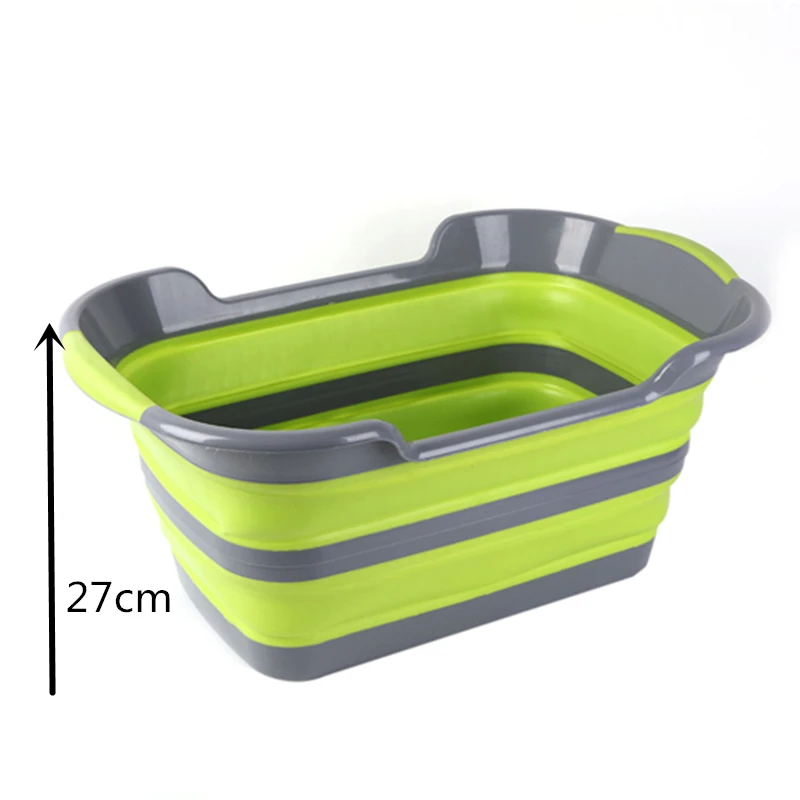 Новорожденный складной кран для ванной большой емкости ванны для мытья ванной портативная ванна для домашних животных ведро для ванной силиконовая корзина для ванны - Цвет: Зеленый