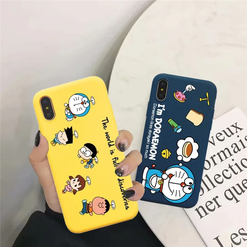 

JAMULAR Japanese Anime Doraemon Phone Cases For iPhone XR X XS MAX 7 8 6 6s Plus Cartoon Silicone Soft Back Cover Fundas Shell